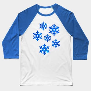 Watercolor Snowflakes (Blue) Baseball T-Shirt